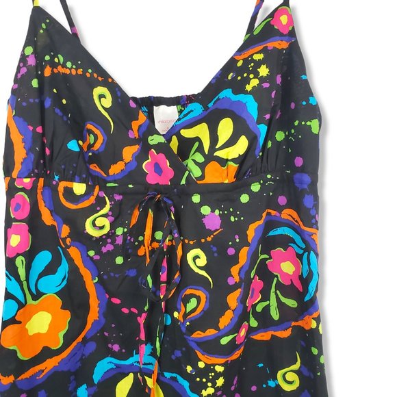 Xhiliration Black Vibrant Rainbow Paisley Paint Splatter Maxi Dress Size Medium - Picture 5 of 10